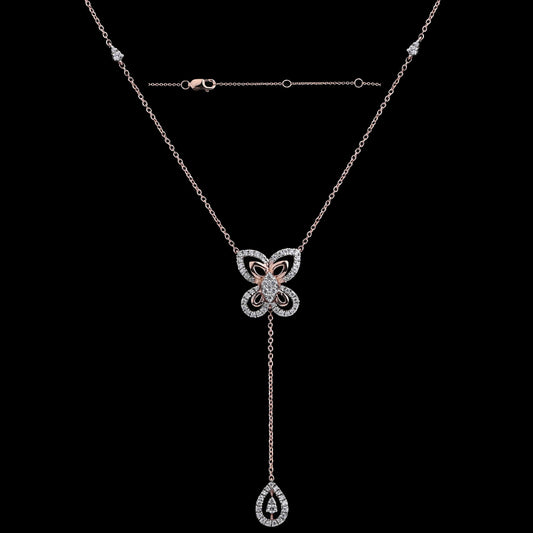 Graceful drop necklace with a floral-inspired centerpiece and dangling teardrop charm, radiating charm and poise. Add a touch of finesse to your look with jnjbymadhuri elegance.