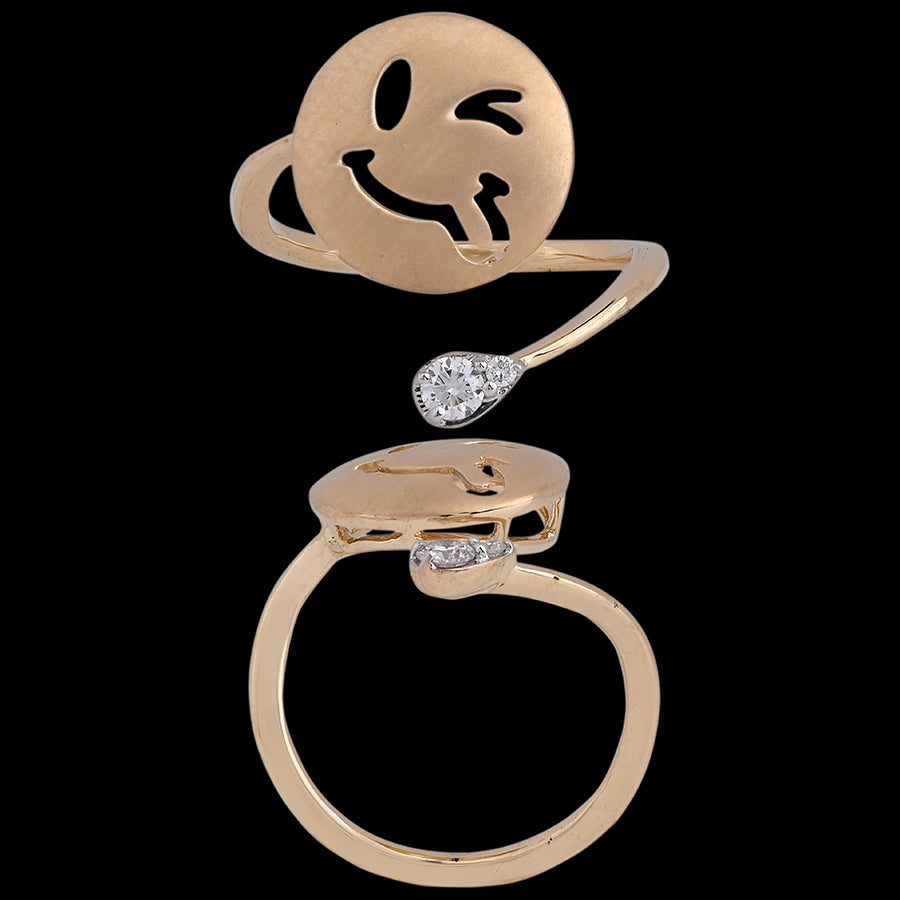 Whimsical gold ring featuring a winking smiley face and a teardrop-shaped diamond accent, radiating charm and fun. A signature creation by jnjbymadhuri.