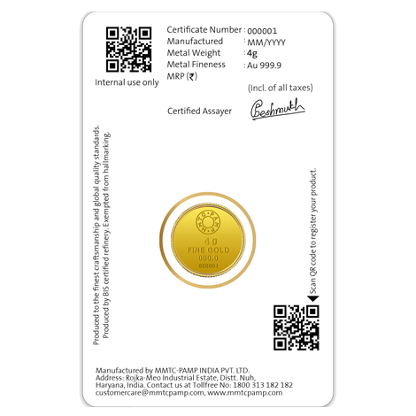 LOTUS 24K (999.9) 4 GM GOLD COIN
