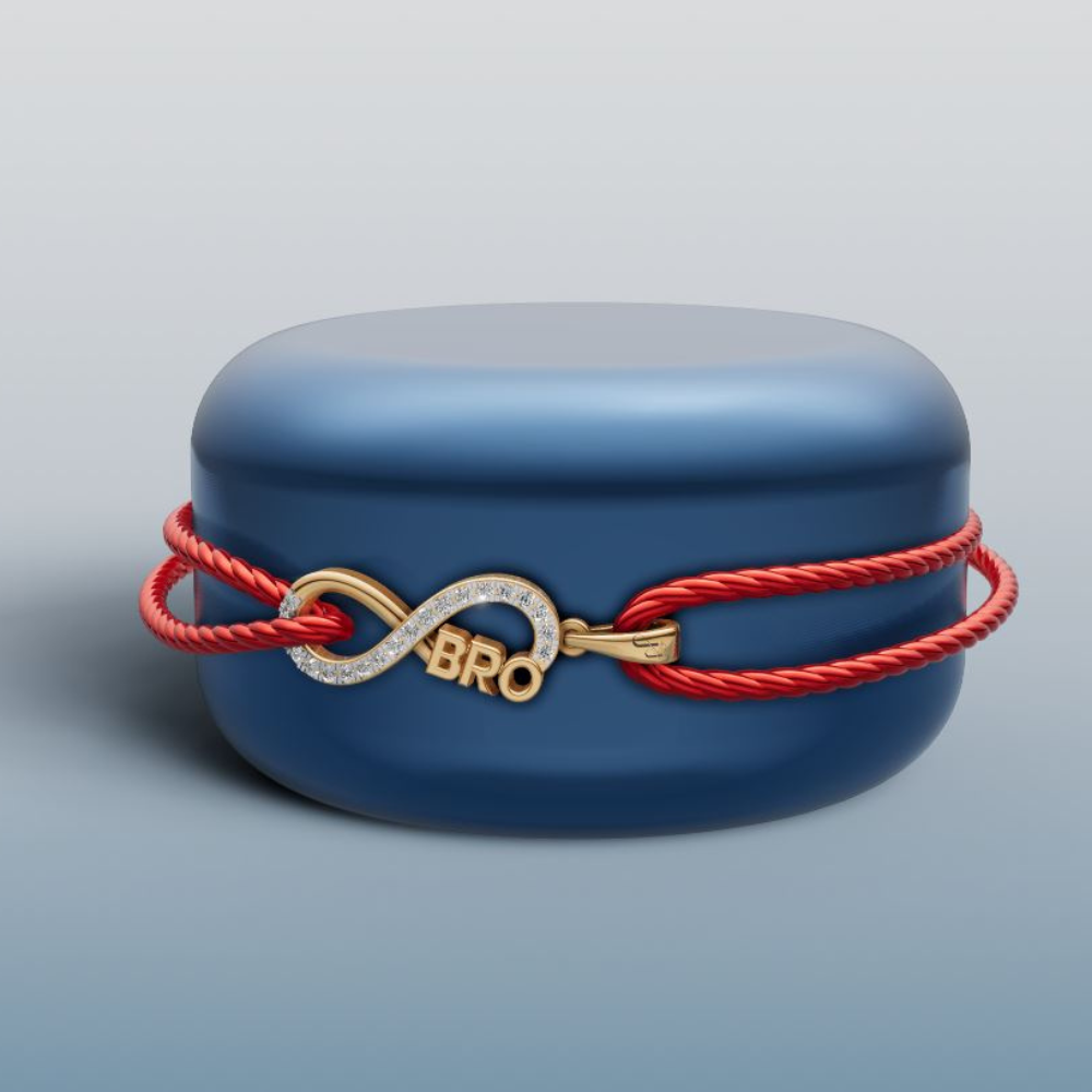 Gold and Diamond Infinity BRO Rakhi + Locket | 50443P