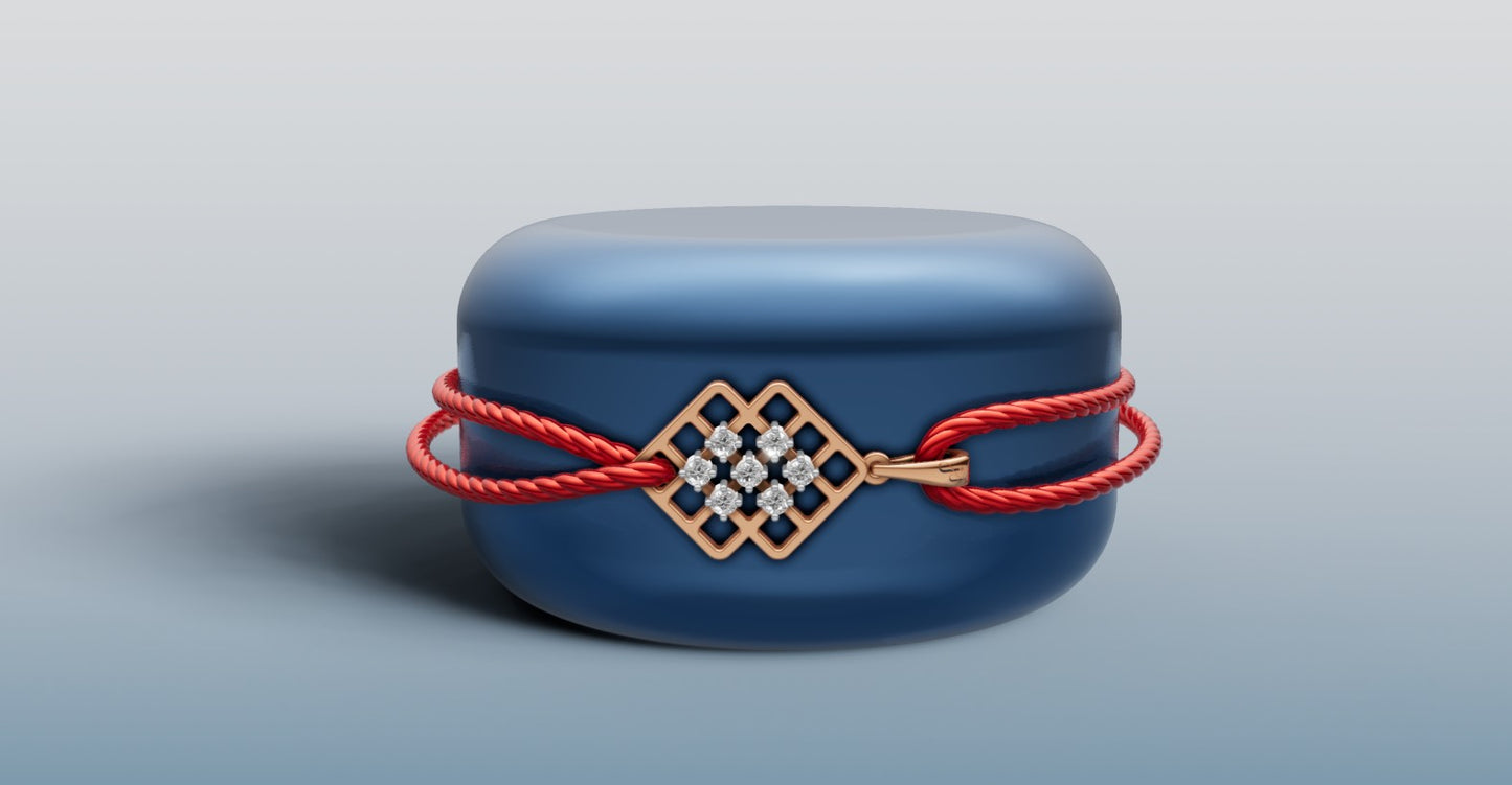 Dazzling Diamond and Gold Knot design Rakhi + Locket | 50444P