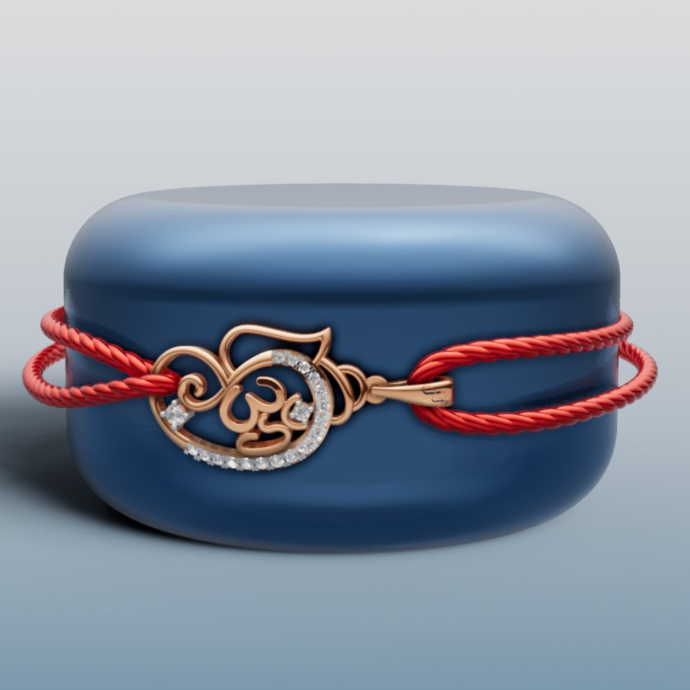 Elegant Gold and Diamond Rakhi + Locket with Om Symbol | 50446P