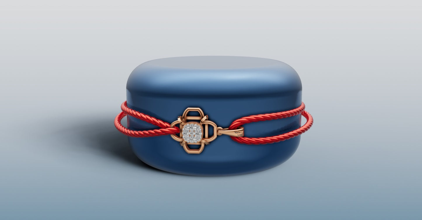 Elegant Gold and Diamond Floral Rakhi + Locket | 50448P