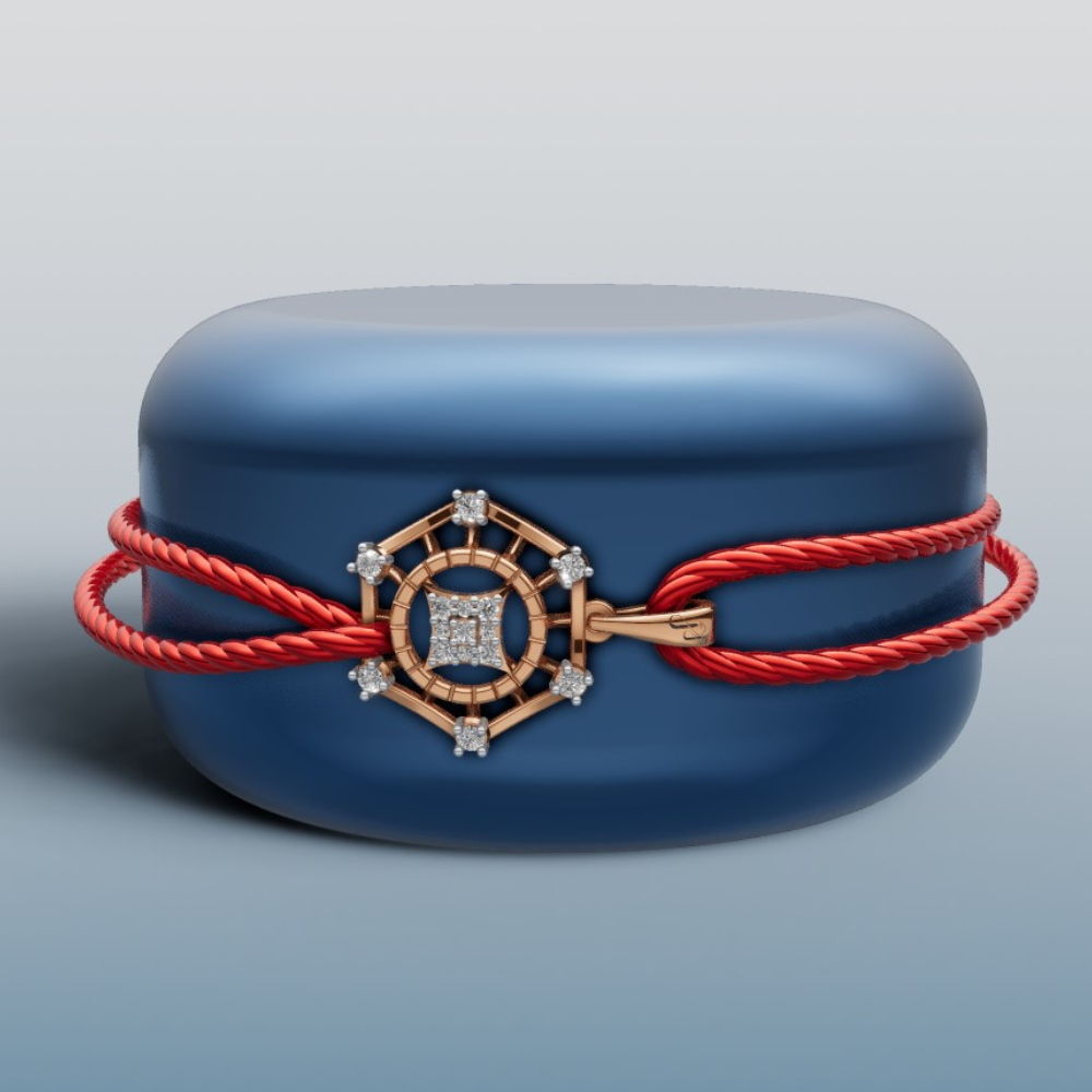 Elegant Gold Rakhi + Locket with Diamond Accents | 50449P