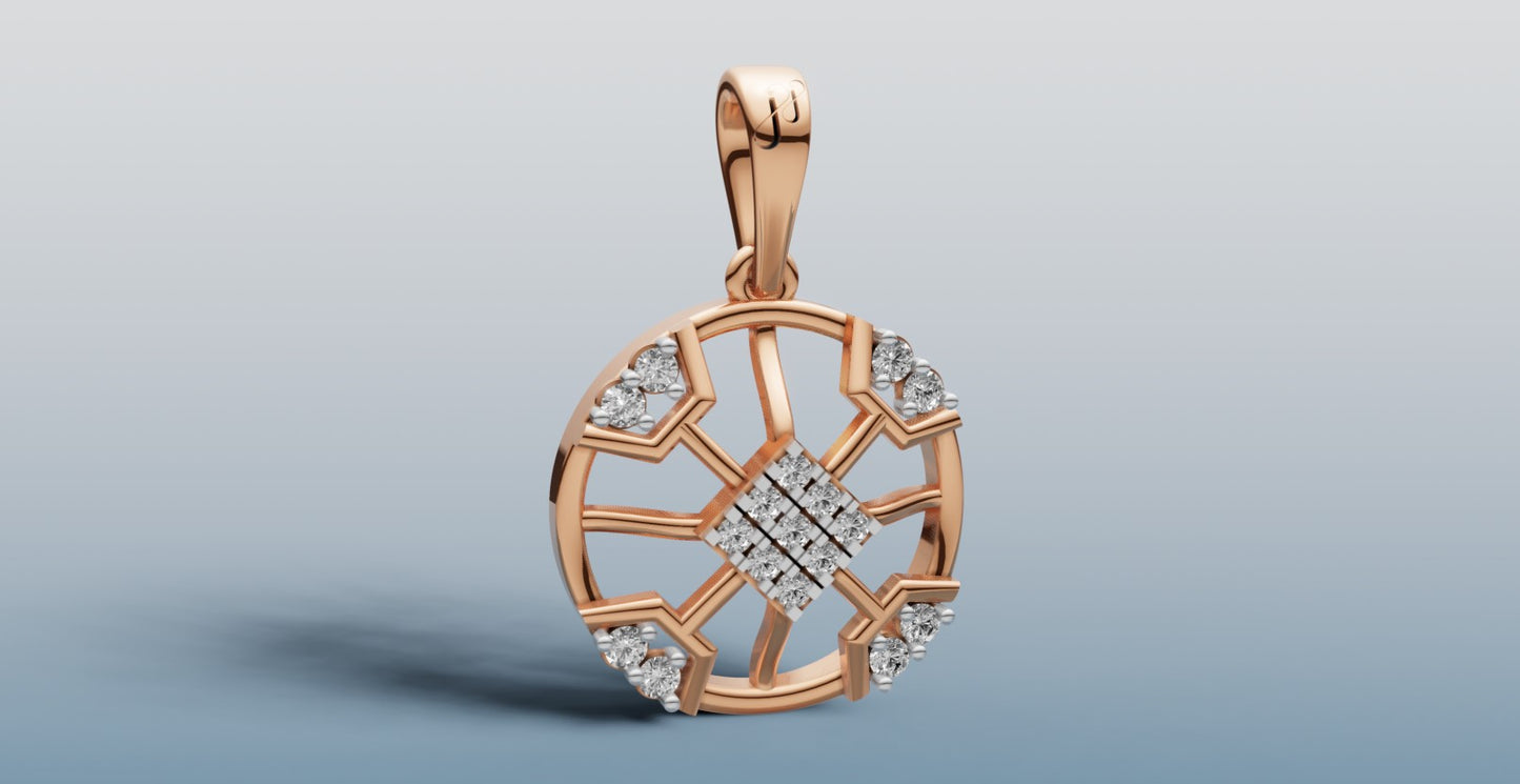 Gold and Diamond Rakhi + Locket with Studded Circular Design | 50450P