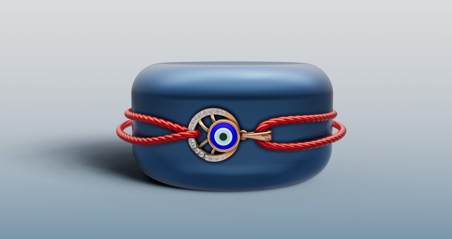 Evil Eye Charm Gold and Diamond Rakhi + Locket | 50451P