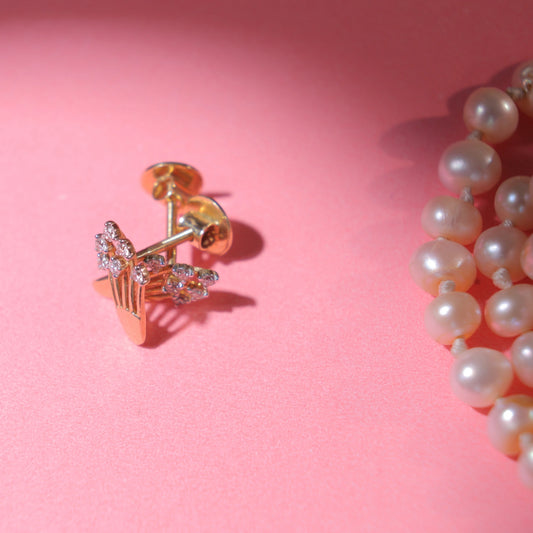 Royal Crown Shape Gold Stud Earrings | AIE706