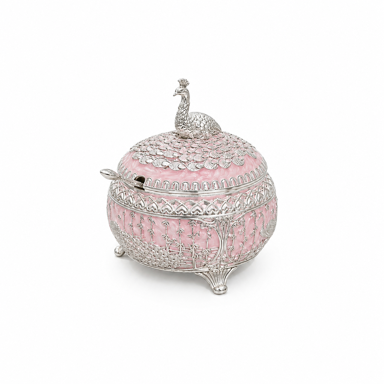 ENAMEL PEACOCK CANDY BOX