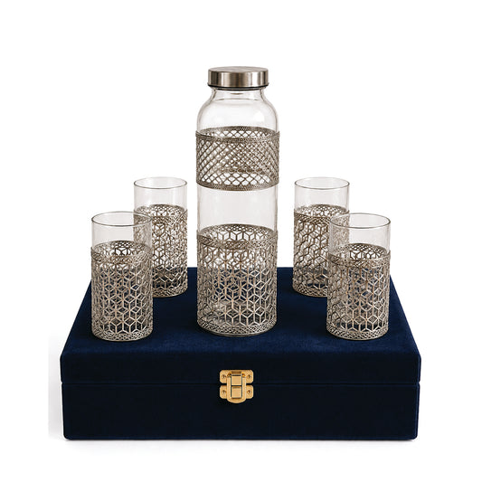 Carving Bottle with 4 Glass Set