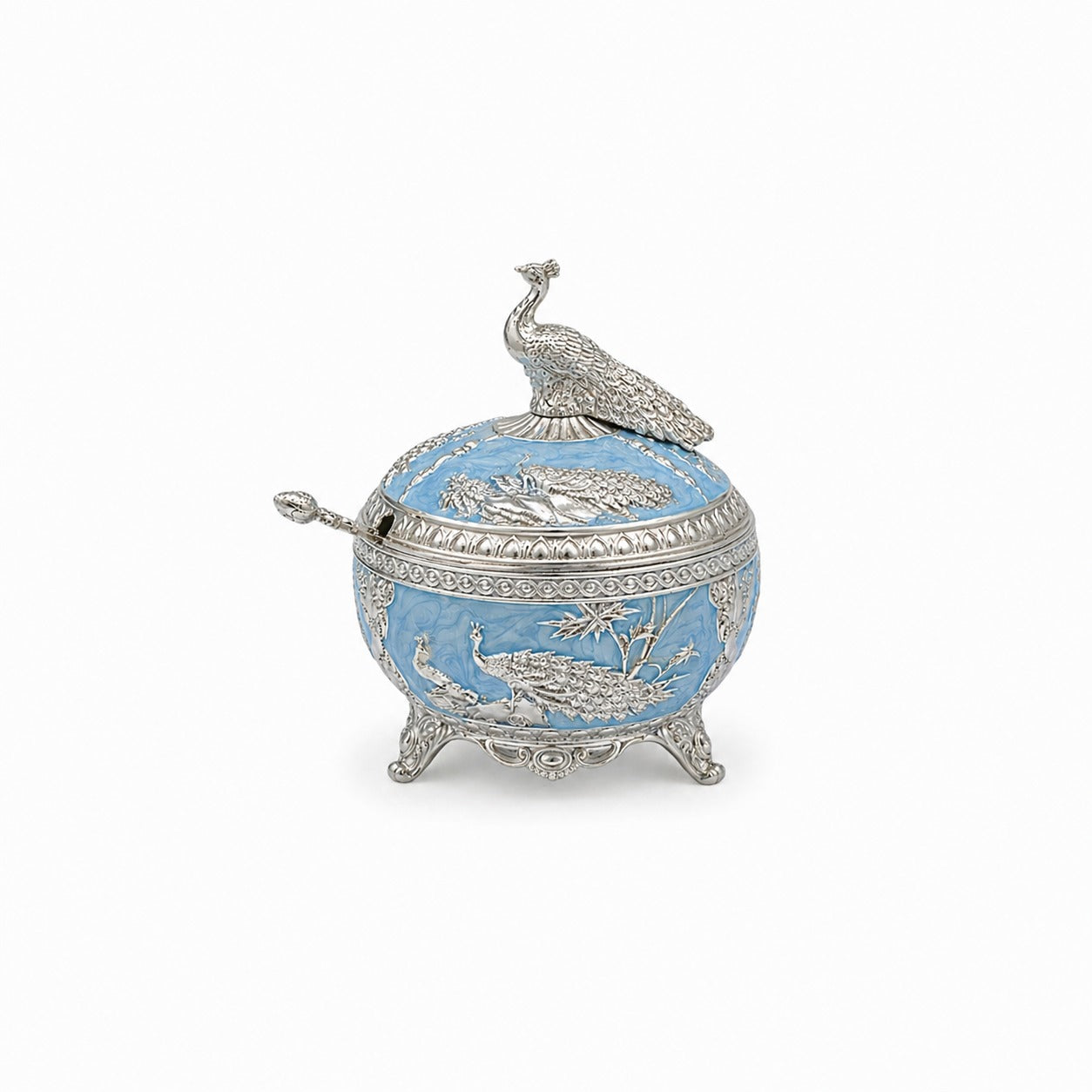 ENAMEL PEACOCK FEATHER CANDY BOX