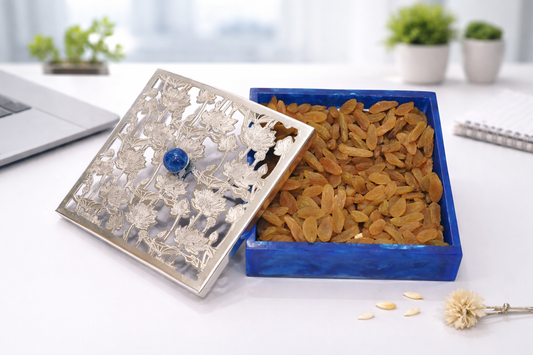 Marble Dry Fruit Box – luxury handcrafted decorative box, ideal for gifting and festive home décor | jnj by madhuri