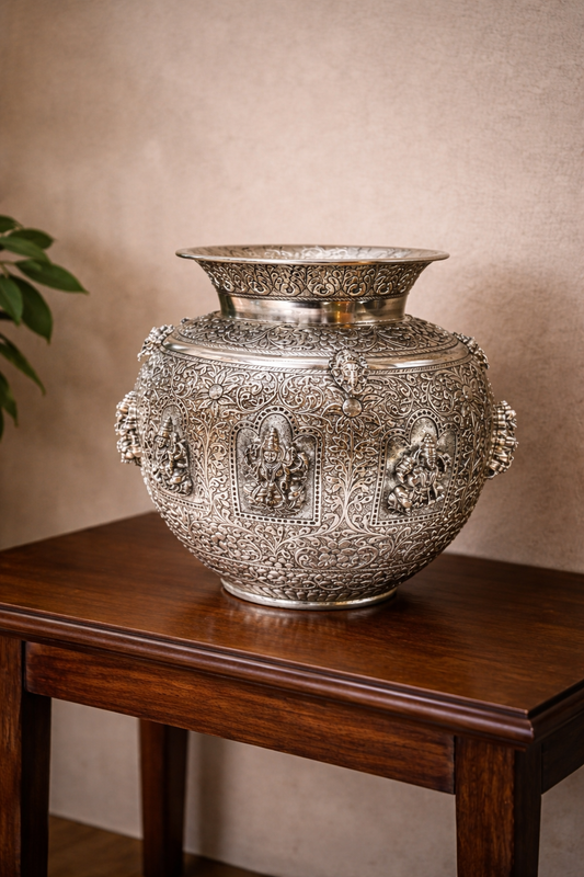 Asth Lakshmi Kalash – elegant luxury handcrafted divine décor, perfect for home, pooja, and gifting | jnj by madhuri