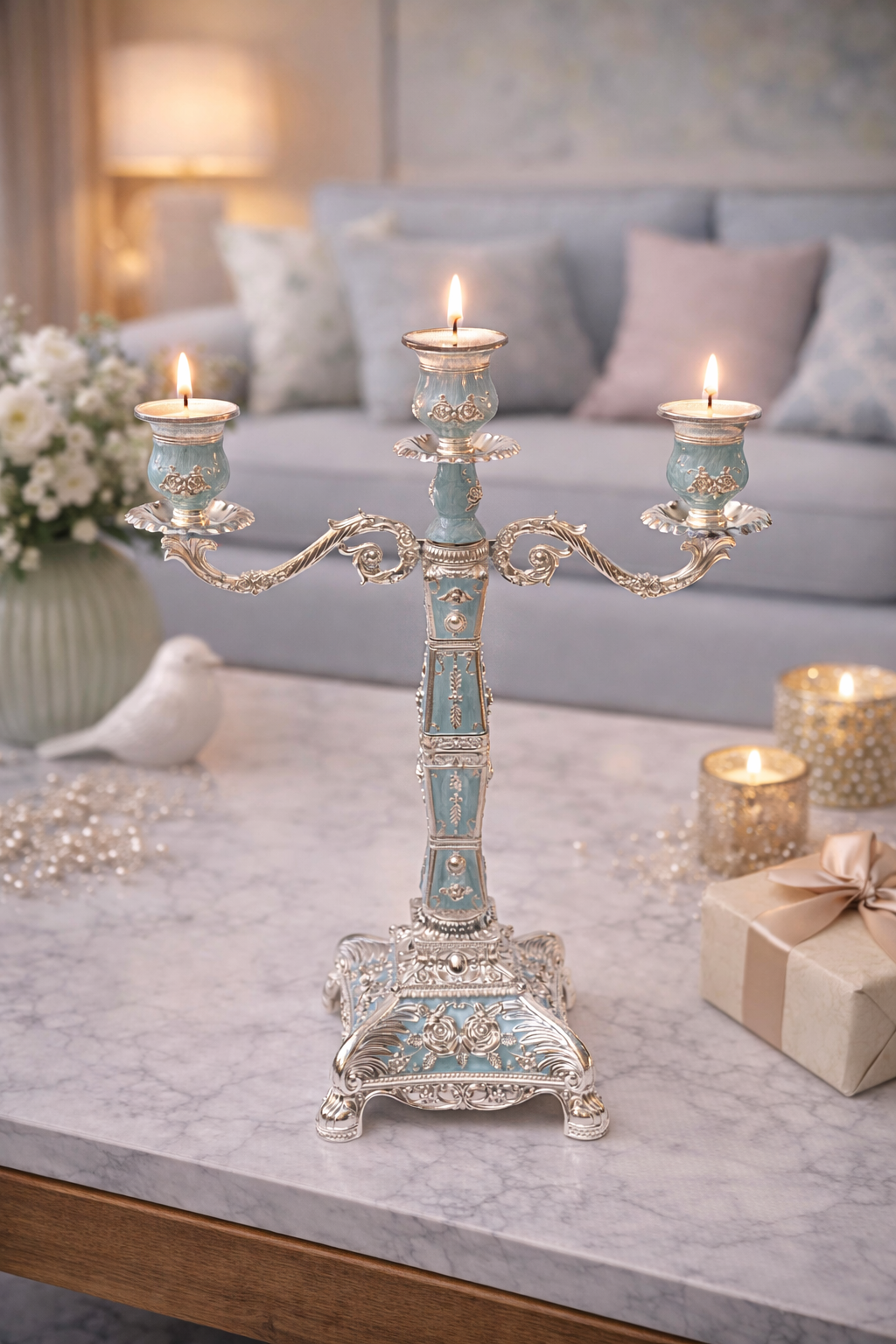 3 Diya Candle Stand by JNJ by Madhuri, featuring an elegant and premium design, perfect for festive décor, luxury home styling, and adding a touch of timeless charm to every space.