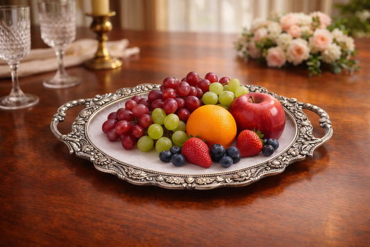 Fiber Tray – elegant luxury handcrafted tray, perfect for home décor and gifting | jnj by madhuri