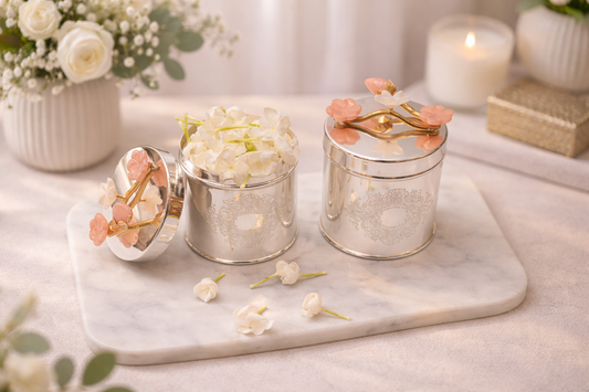 Daisy Tray & Jar Set – elegant luxury tray and jar set, perfect for home décor and gifting | jnj by madhuri