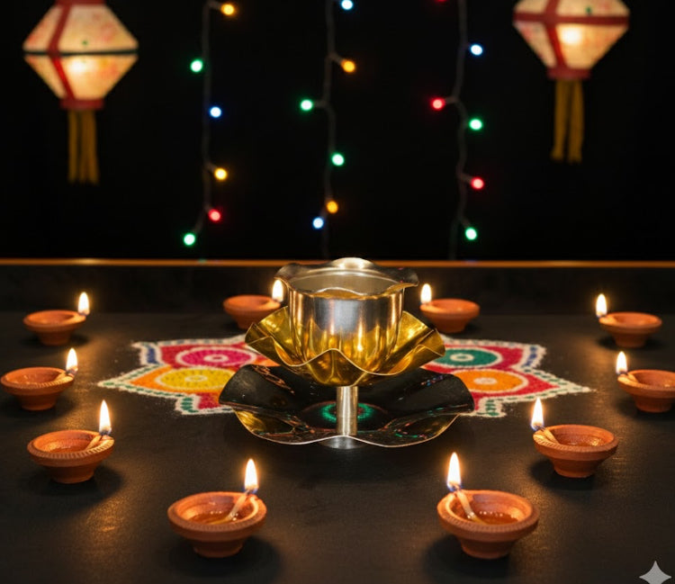Rose Diya – luxury handcrafted decorative diya, ideal for home décor, festive celebrations, and gifting | jnj by madhuri