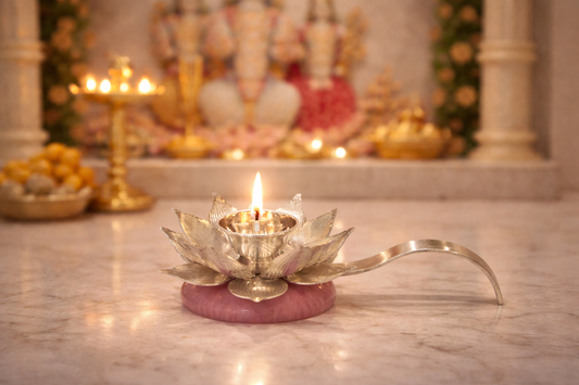 Diya and Bell Combo – luxury handcrafted décor set, ideal for gifting and festive occasions | jnj by madhuri