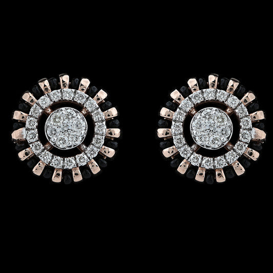 Elegant JNJ by Madhuri Midnight Diamond Tops 12620E, luxury 18k gold studs with a radiant star-like shimmer, perfect for formal cocktail parties.