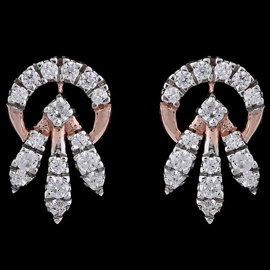 Dazzling rose gold stud earrings adorned with clustered diamonds in a radiant circular design. A luxurious creation by jnjbymadhuri.