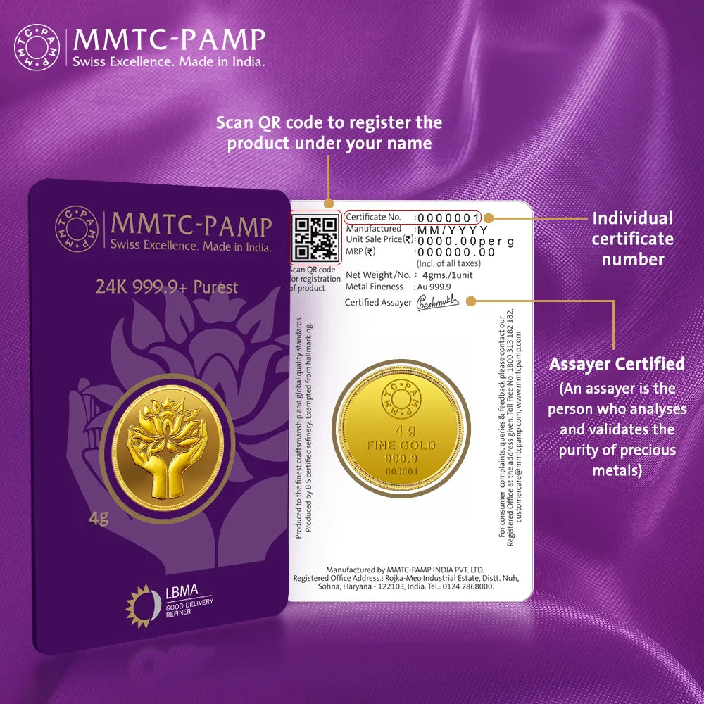 Lotus 24k (999.9) 4 gm Gold Coin