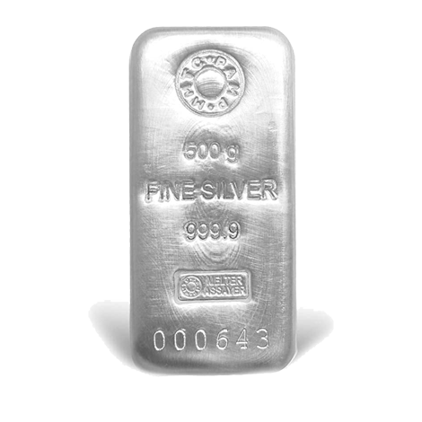 CASTED (999.9+) PUREST 500 GM SILVER BAR