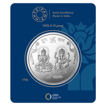 LAKSHMI GANESH (999.9) PURITY 100 GM SILVER COIN