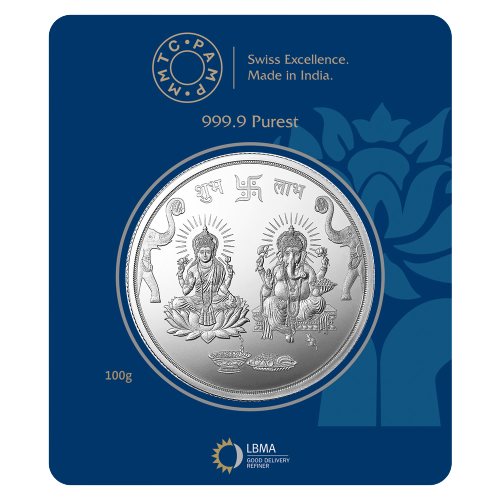 LAKSHMI GANESH (999.9) PURITY 100 GM SILVER COIN