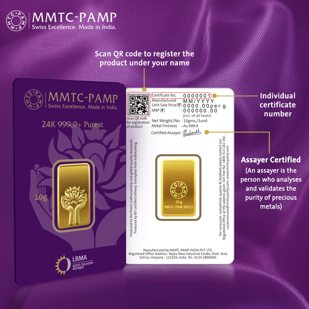 LOTUS 24K (999.9) 10 GM GOLD BAR
