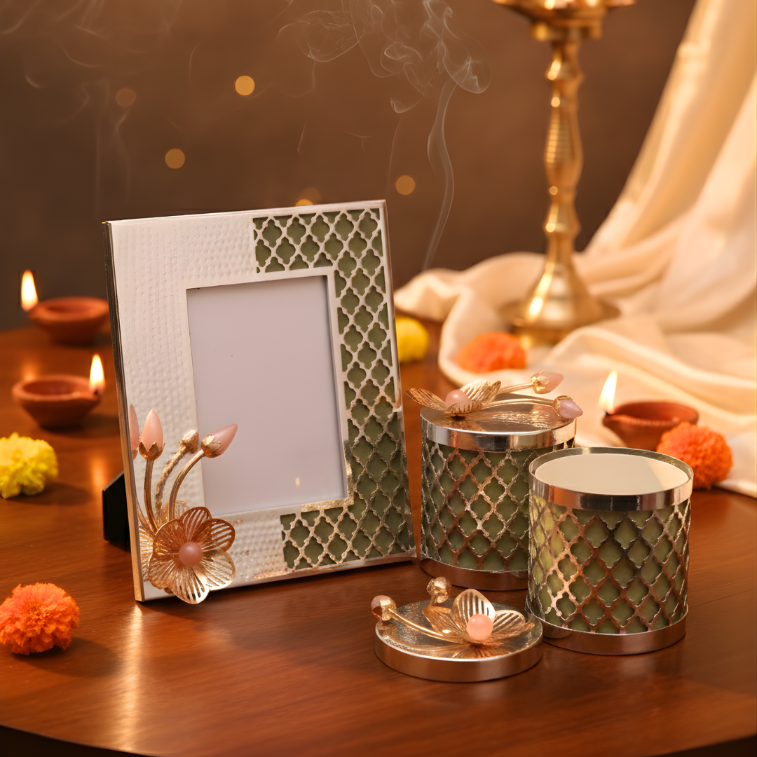 Jar & Photo Frame Combo – premium gift set with jar and photo frame, elegant décor piece | jnj by madhuri