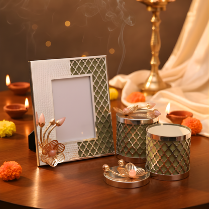Jar & Photo Frame Combo – premium gift set with jar and photo frame, elegant décor piece | jnj by madhuri
