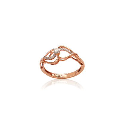 Elegant rose gold ring with a delicate, intertwined design holding a central diamond accent. A graceful and artistic creation by jnjbymadhuri for timeless charm.
