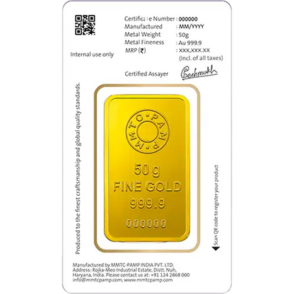 Lotus 24K (999.9) 50 gm Gold Bar