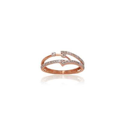 This delicate rose gold ring features an open heart design accented with sparkling diamonds, symbolizing love and elegance. A graceful creation by jnjbymadhuri.
