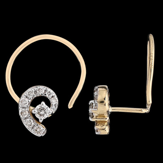 Elegant gold nose ring featuring a spiral design adorned with shimmering diamonds, adding a touch of sophistication. A timeless piece by jnjbymadhuri.
