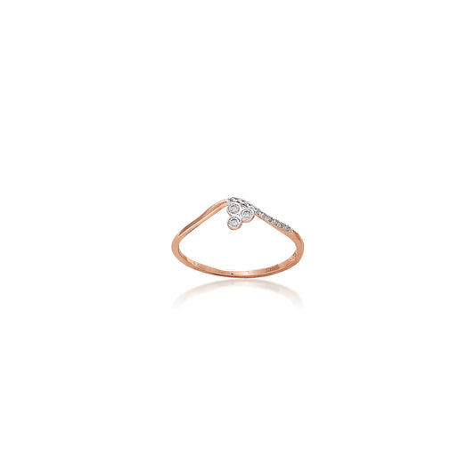 A delicate rose gold ring featuring a dainty diamond-studded heart centerpiece is showcased on a clean white background, highlighting its minimalist charm and romantic appeal, a timeless piece from jnjbymadhuri.