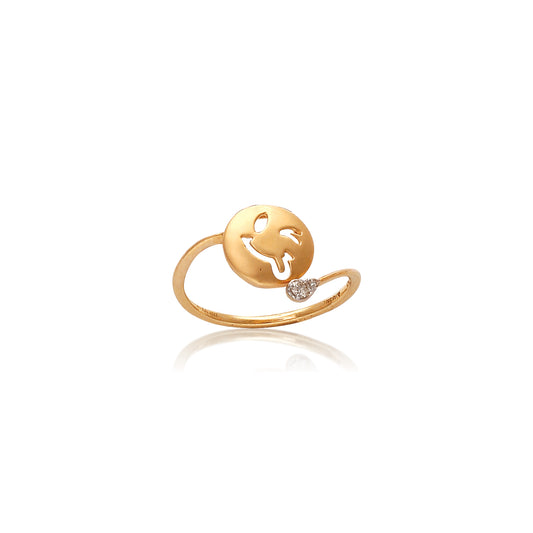 Playful yellow gold ring with a smiley face design and a sparkling accent stone, perfect for adding joy to your style. A cheerful statement piece by jnjbymadhuri.
