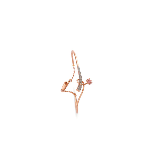 Elegant rose gold mangalsutra ring featuring a modern abstract design and delicate black beads, symbolizing love and tradition. A timeless creation by jnjbymadhuri.

