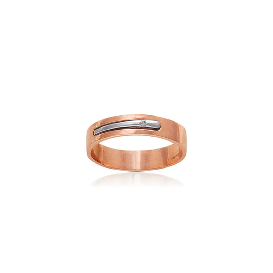 Sleek rose gold band featuring a minimalist diamond strip for a modern, refined look. A timeless creation from jnjbymadhuri.
