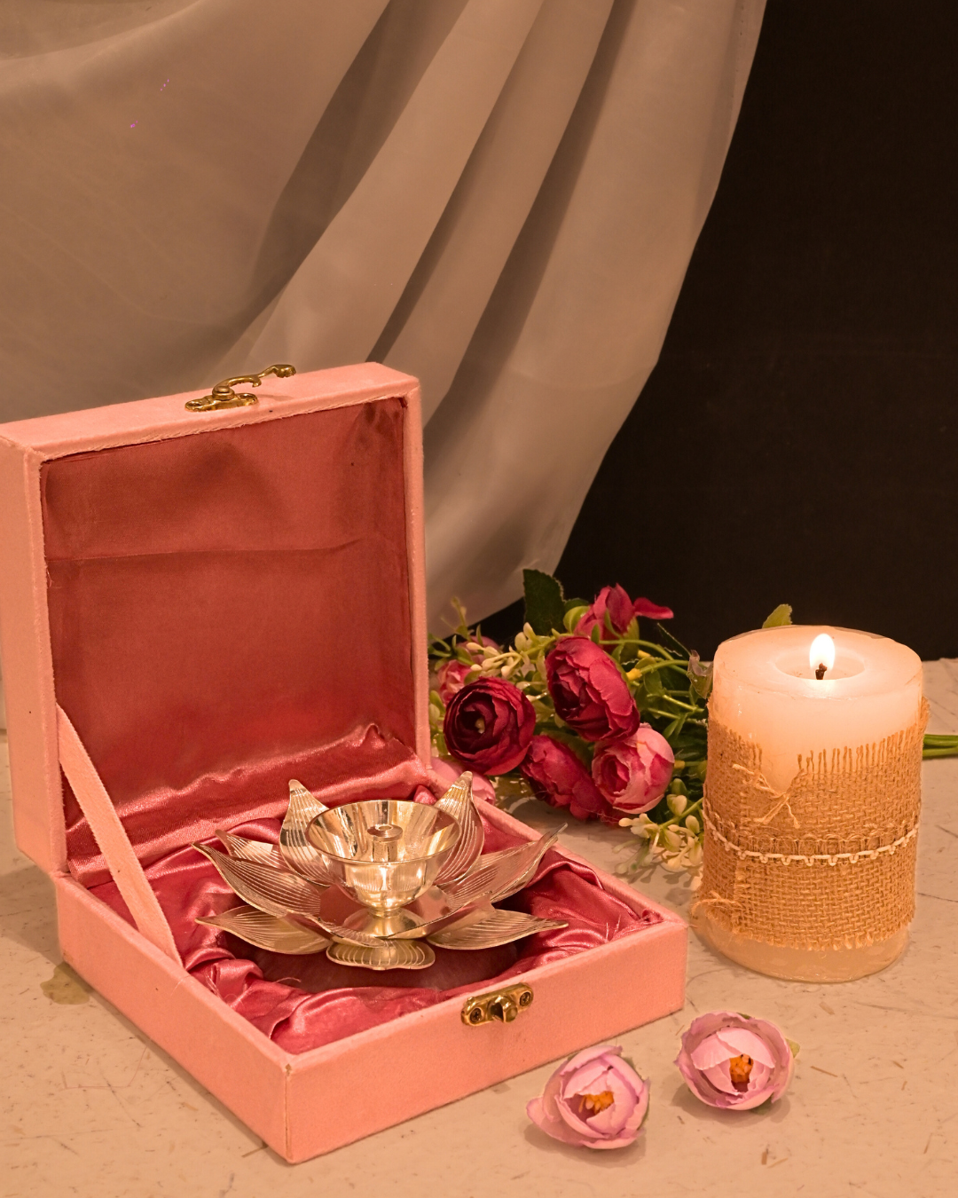 Lotus Diya – elegant luxury diya for women, perfect for home decoration and celebrations | jnj by madhuri