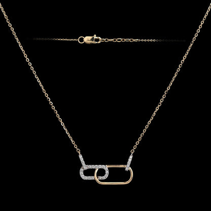 Minimalist dual-tone necklace featuring interlocking oval links in silver and gold, symbolizing unity and elegance. A subtle statement piece handcrafted by jnjbymadhuri for everyday sophistication.
