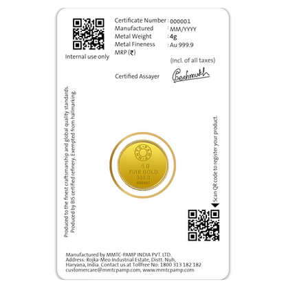 LOTUS 24K (999.9) 4 GM GOLD COIN