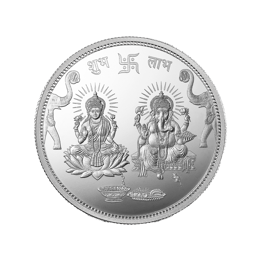 GANESH LAKSHMI 999.9 PURITY 50 GM SILVER COIN