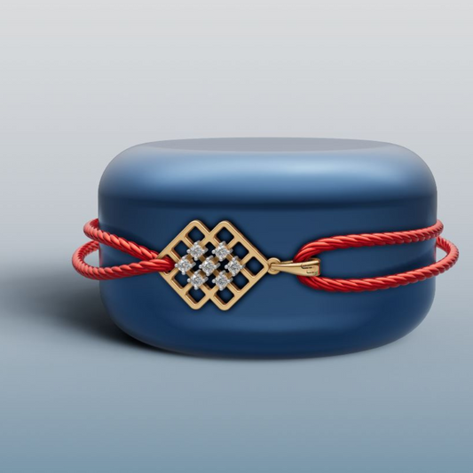 Dazzling Diamond and Gold Knot design Rakhi + Locket | 50444P