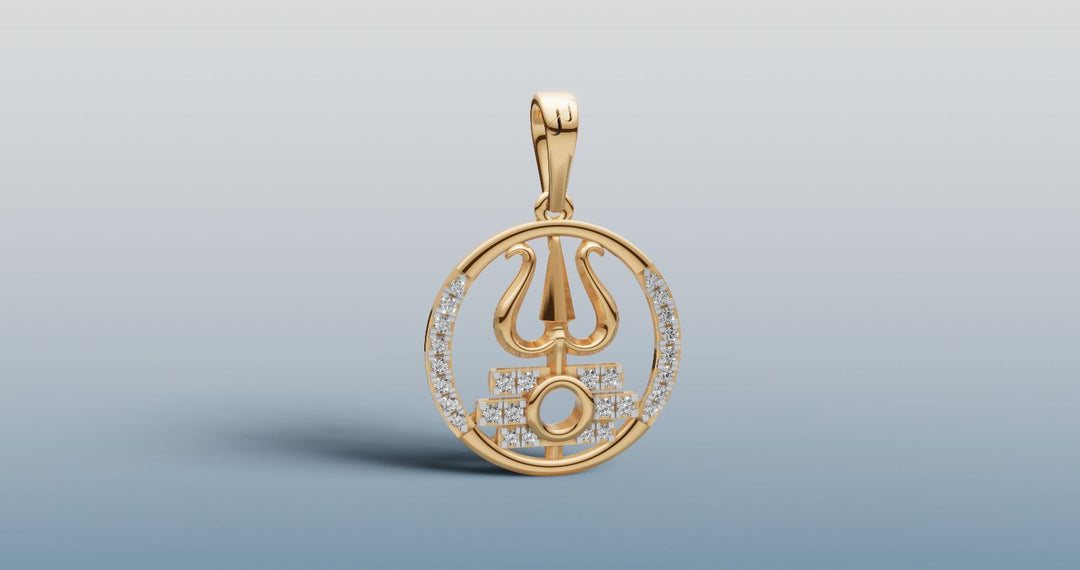 Luxurious Gold and Diamond Trishul Pendant | 50445P