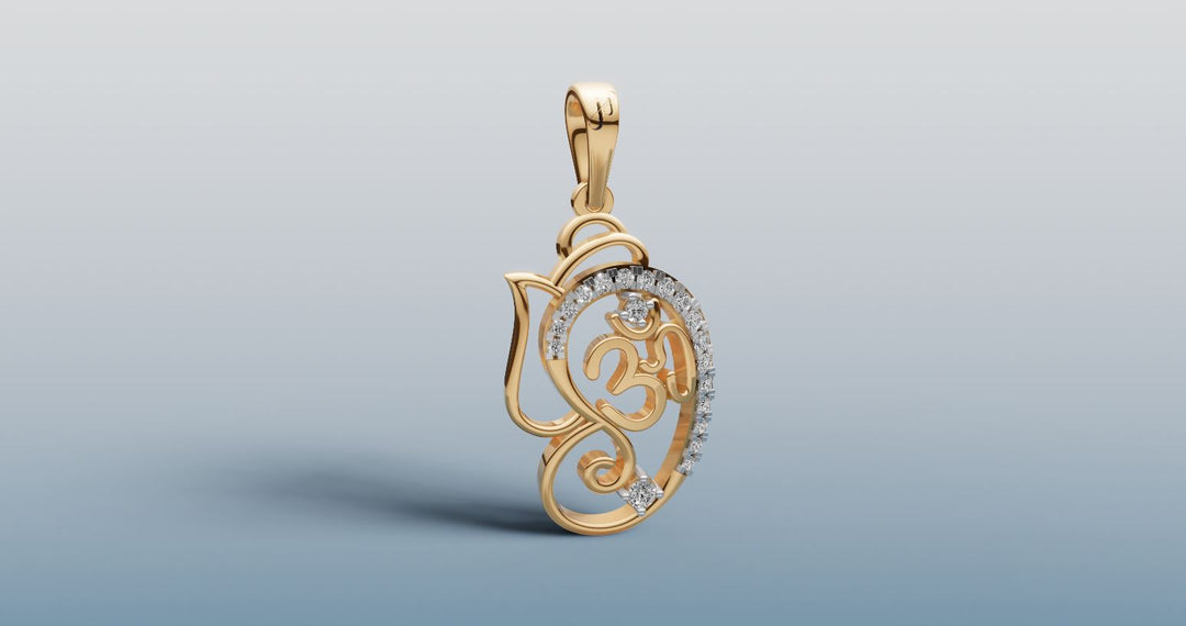 Elegant Gold and Diamond Pendant with Om Symbol | 50446P