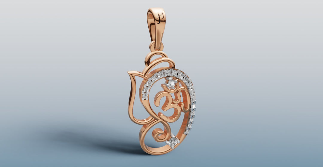 Elegant Gold and Diamond Pendant with Om Symbol | 50446P