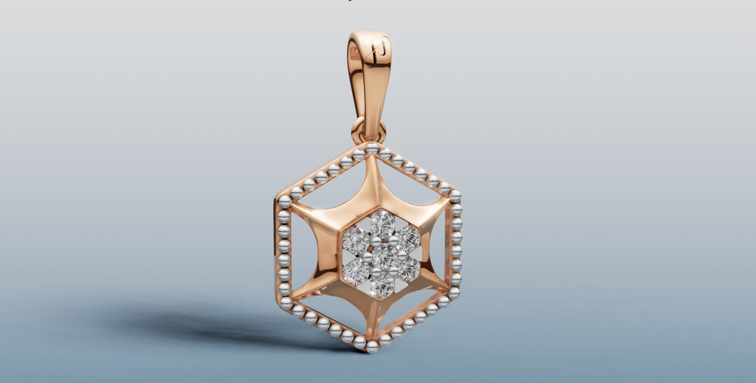 Stunning Hexagonal Gold and Diamond Pendant | 50447P