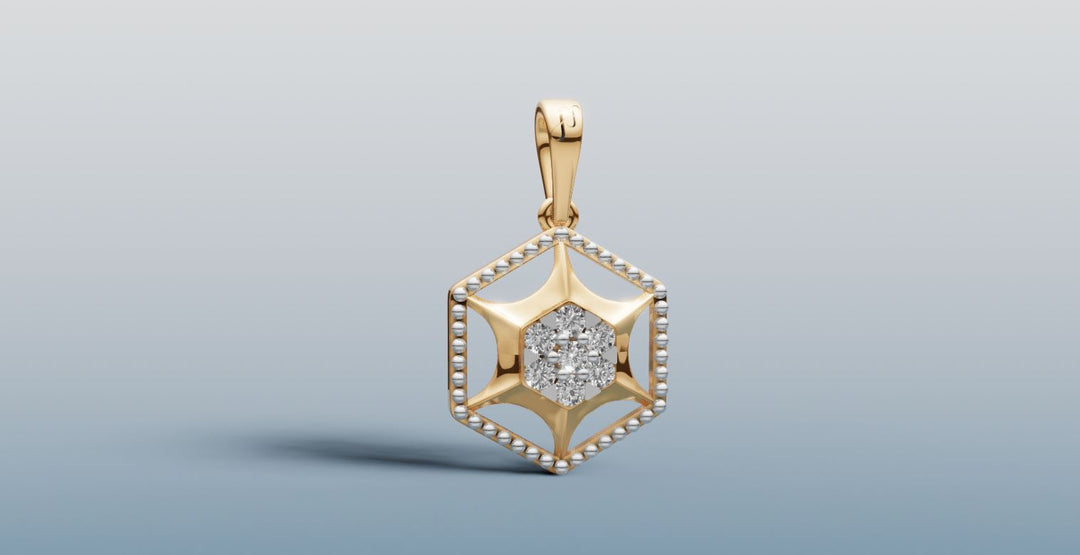 Stunning Hexagonal Gold and Diamond Pendant | 50447P