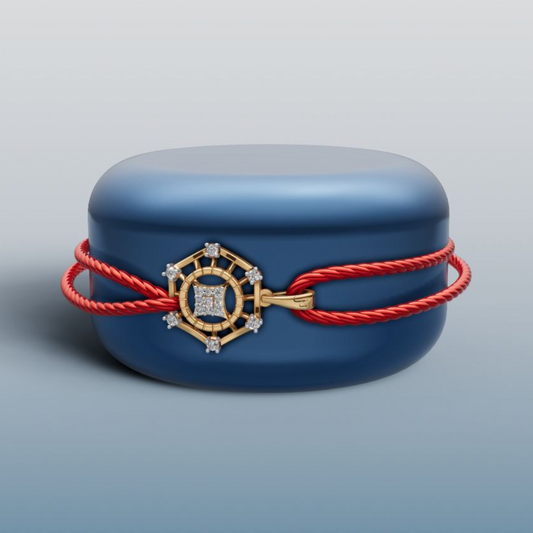 Elegant Gold Rakhi + Locket  with Diamond Accents | 50449P