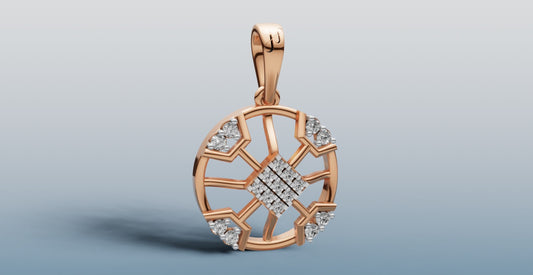 Gold and Diamond Rakhi + Locket with Studded Circular  Design | 50450P